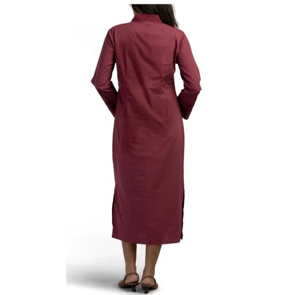 STS Sail to Sable 100% Cotton Maroon Caftan Dress XS Resort Preppy NWT $188 - Picture 2 of 15